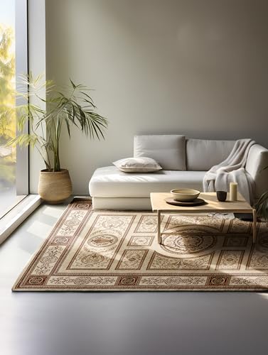 Nouristan Oriental Rug - Runner Oriental Classic Oriental Living Room Rug Densely Woven with Border Flat Weave for Living Room, Bedroom, Dining Room, Hallway - Cream, 160 x 235 cm