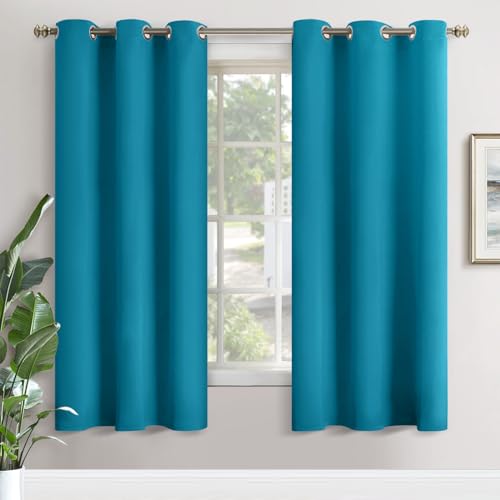 YoungsTex Blackout Curtains 72 Inches Length for Bedroom - Thermal Insulated Drapes with Grommet Room Darkening Privacy for Living Room, 2 Panels, Teal Blue, 42 x 72 Inch