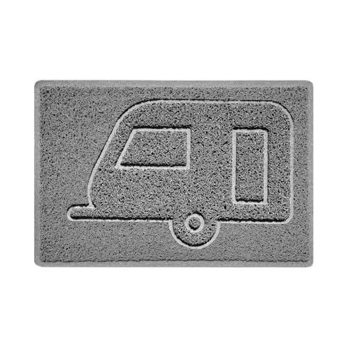 Nicoman CARAVAN Embossed Shape Door Mat Dirt-Trapper Jet-Washable Doormat-(Use Outdoor ONLY)- (60x40cm/23.6x15.7inches, Small) Grey