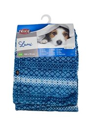 TRIXIE Lumi Christmas Plush Blanket, 150 x 100 cm, Petrol-White