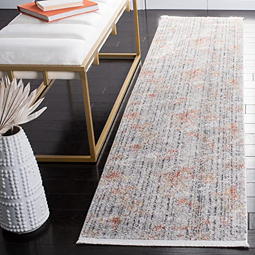 Safavieh Dream Collection Contemporary Rug for Living Room, Dining Room, Bedroom Short Pile, Grey and Multi, 24 x 84 Inch
