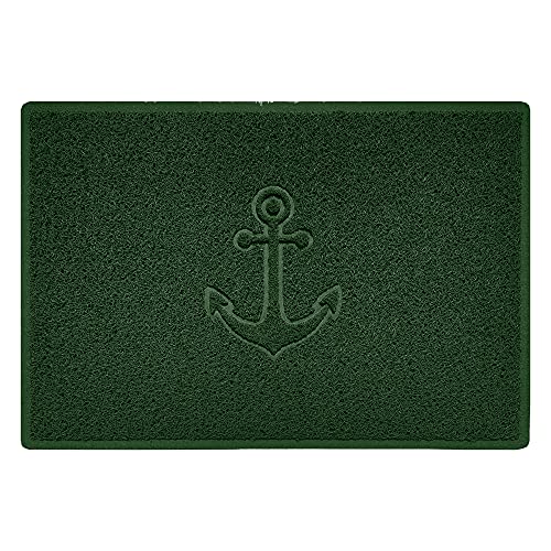Nicoman Anchor Embossed Shape Door Mat Dirt-Trapper Washable Barrier Doormat-(Use Indoor or Sheltered Outdoor)-(90x60cm/3x2ft,Large) Green