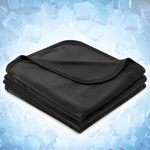 PAVILIA Cooling Blanket for Hot Sleepers, Lightweight Summer Blanket for Bed, Cooling Chill Throw Blanket for Night Sweats Absorb Heat for Adult Kid Baby on Warm Night, Black, 50x60 inch