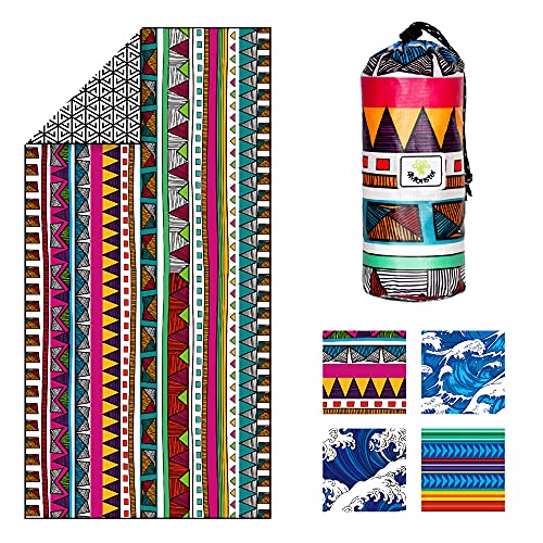 4Monster Microfiber Beach Towel for Travel Quick Dry Super Absorbent Lightweight Towel for Swimmers, Sand Free Towel, Beach Towels for Pool, Swim, Water Sports (28 Indian, Large (63 x 31.5 inches))