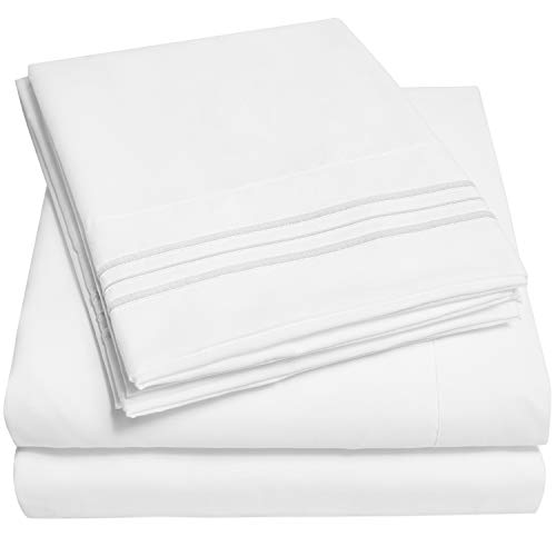 1500 Supreme Collection Extra Soft Twin XL Sheets Set, White - Luxury Bed Sheets Set with Deep Pocket Wrinkle Free Hypoallergenic Bedding, Over 40 Colors, Twin XL Size, White