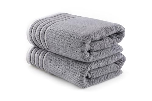 Foutastic Luxury Bath Towel Set (2-Piece), Dark Grey, 75 x 150 cm, 100% Microfibre, 450 g/m??, Machine Washable at 40 ??C, Soft and Absorbent