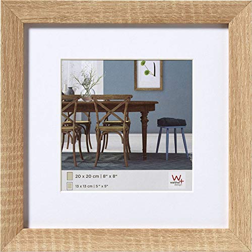 walther design Photo Frame Light Oak 20 x 20 cm with PassepArtout, Fiorito Wooden Frame EF220E