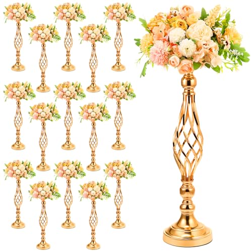 20 Pcs Metal Flower Arrangement Stand Wedding Flower Centerpieces Stand 20 Inch Tall Elegant Metal Flower Vase Gold Candelabra Candle Holder for Wedding Reception Table Decor Party Hotel Home Decor
