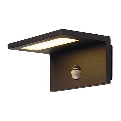 SLV Wall-Mounted Light ANGOLUX Sensor WL/Lighting for Walls, Paths, entrances, LED spot Outdoor, Surface-Mounted Light Outdoor, Garden lamp / IP44 3000K 9.8W 560lm Anthracite 100 Degrees