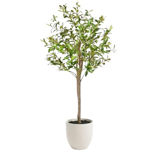 Clove, Artificial Plant Large Olive Tree 120 cm ??? Decorative, Tree, Home Decoration, for Indoors, Offices, Hotels, Events, Realistic Artificial Plant with Mediterranean Details