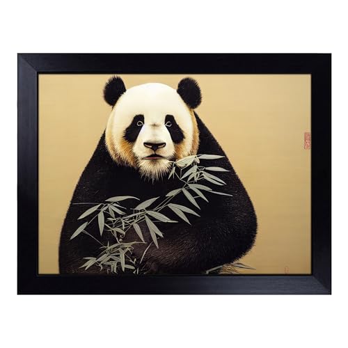 Lap Tray with Bean Bag Cushion, Irresistible Panda - Handmade in the UK, Raised Wooden Edge, Padded Cushion, Heat-Resistant Wipe-Clean Surface, for Meals, Laptops and Crafts