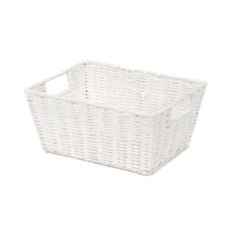 Compactor Etna Storage Basket, Hand-Woven Paper Shelf Basket with 2 Handles, Ideal Hamper for Toy Storage, Office Organisation and Bathroom Storage, Metal Frame, White