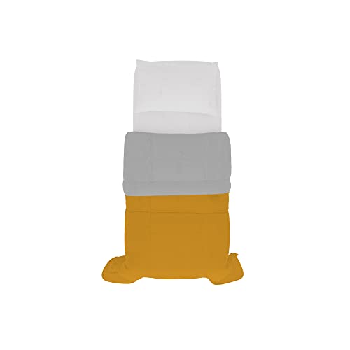 Italian Bed Linen SOGNI E CAPRICCI Two-Tone Summer Duvet, Ochre/Light Grey 150 x 200 cm