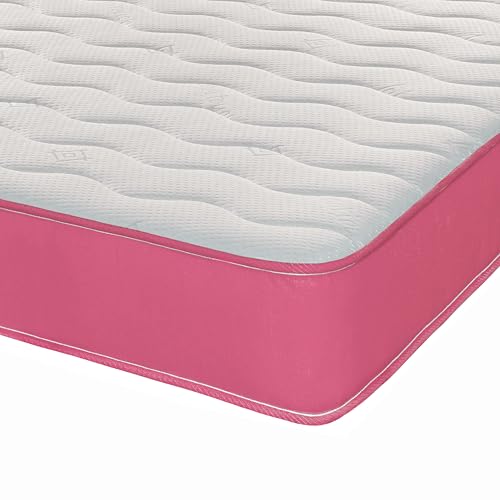 eXtreme comfort ltd Cooltouch Colours Pink Single Mattress - 90x190cm, 18cm deep. Memory Foam and Coil Spring Hybrid, Plush Comfort, UK Made Mattress in a Box