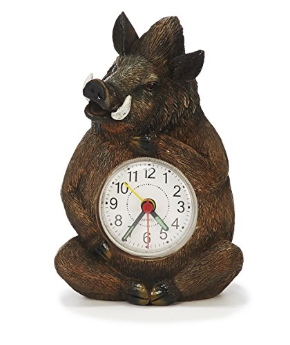Euro Souvenirs Alarm Clock Poly Boar Wild 9 x 5 x 14 cm Mechanical and Rope, Multicolour, Single
