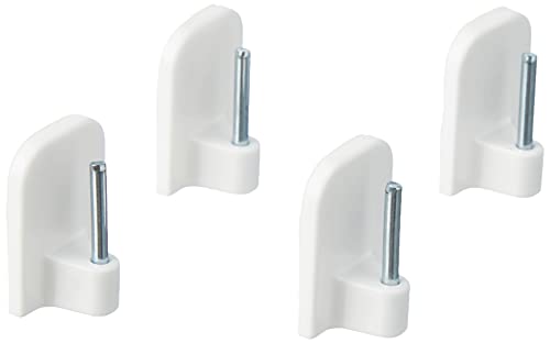 GARDINIA Set of 4 Adhesive Hooks for Curtain Rods, with Steel Pin, Self-Adhesive, Height: 11 mm, White