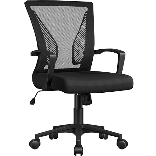 Yaheetech Ergonomic Office Chair, Swivel Mesh Computer Chair, Black