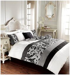 Gaveno Cavailia Signature Collection SCROLL Duvet Set with Duvet Cover and Pillow Case, Polyester-Cotton, Black, Double