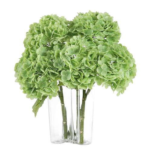 Coferset 3pcs Artificial Hydrangea Flowers Real Touch 20 inch Lifelike Hydrangea Flower for Home Wedding Office Party Living Room Decoration(Green)
