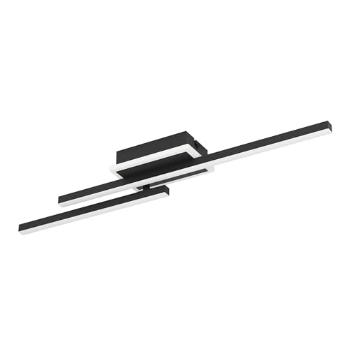 Eglo LED Ceiling lamp Nogaredo, Swivel Rod-Shaped Light Fixture, Geometric Design, Black Metal, White Plastic, Warm White, 9 x 60 cm