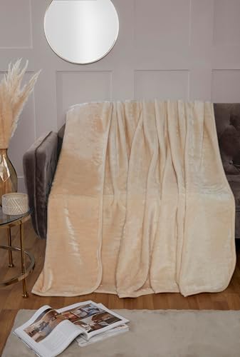 Rapport Home Luxury Dyed Mink Throw Blanket (150 x 200 cm) Cream