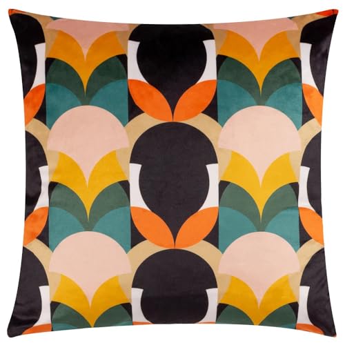Heya Home Raeya Cushion Cover,Peach/Black,45 x 45cm