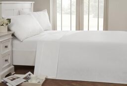 Rapport Home 56 Pick Non Iron Flat Sheet - White Single Flat Sheet
