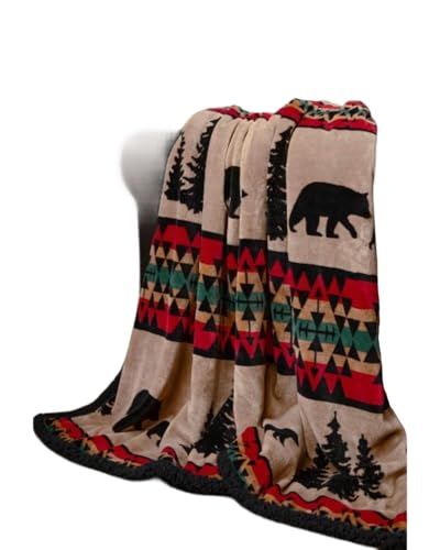 "CARSTENS, INC. Ultra Premium Super Soft Plush Sherpa Fleece Oversized Throw Blanket 54"" x 68"", Bear Trails Black"