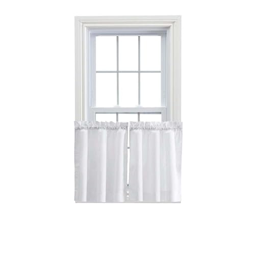 Ellis Curtain Stacey Sheer 56-by-30 Inch Tailored Tier Pair Curtains, White, 56x30