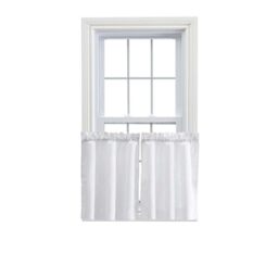 Ellis Curtain Stacey Sheer 56-by-30 Inch Tailored Tier Pair Curtains, White, 56x30