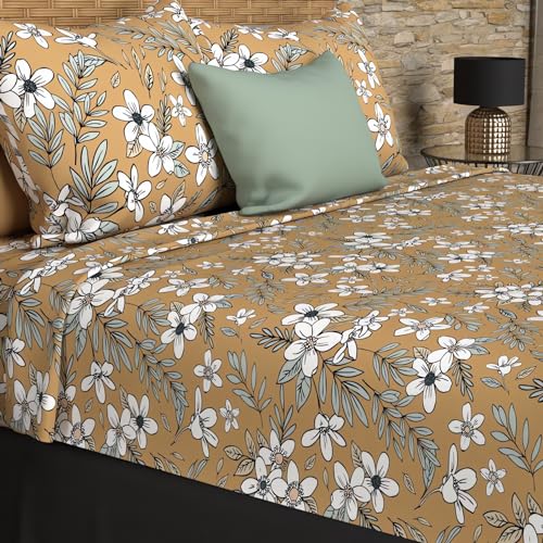 Soleil d'ocre Set of sheets cotton 57 son 240 x 290 cm Manon camel