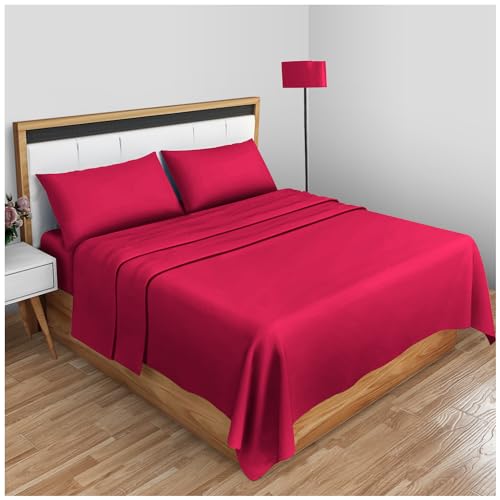 GC GAVENO CAVAILIA Super Soft Plain Dyed Diamond Flat Sheet [ King - Red ]