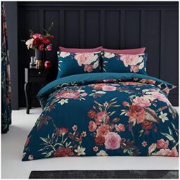 GC GAVENO CAVAILIA Printed Flower Duvet Cover Set, Easy Care King Size Bedding Sets With Matching Pillow Cases, Teal, 701200