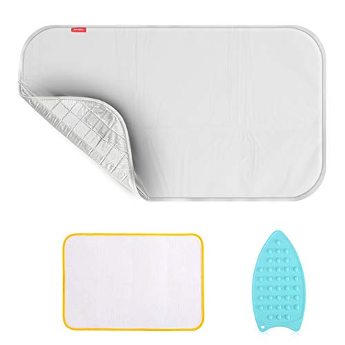 YQMAJIM Ironing Blanket Ironing Mat,Upgraded Thick Portable Travel Ironing Pad,Heat Resistant Pad Cover For Washer,Dryer,Table Top,Countertop,Ironing Board For Small Space Small???19 x 33 inch??? Silver
