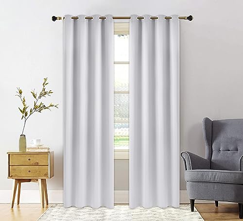 PI Blackout Curtains Extra Long, Grommet Thermal Insulated Room Darkening Door Curtains Window Treatment for Living Room/Bedroom/French Door/Home Decoration 1 Panel (Grey White, W52XL120)