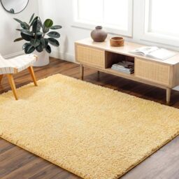 Livabliss Soso Shaggy Carpet 160x213 cm, Soft Plush Thick Pile for Living Room & Bedroom, Neutral Berber Boho Design, Easy Care, Mustard