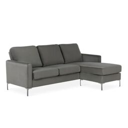 Novogratz Chapman Sectional Sofa Velvet Grey, 149x204x88cm (DxWxH)