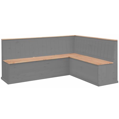 Sara cornerBench L Grey Wax. 202 x 162 x 90cm (W x D x H)