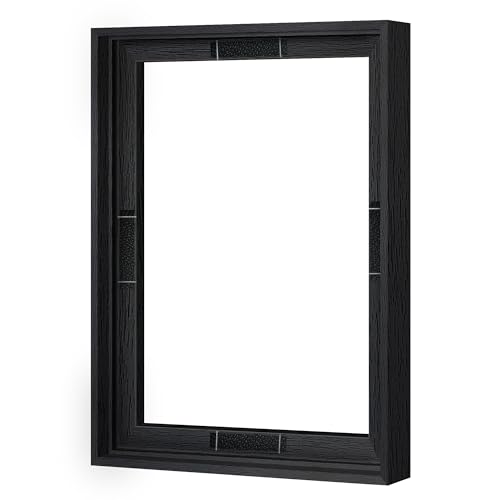 "Abtgt 12x16 Canvas Floating Frame with 0.9"" Deep, Black Floater Frame for Canvas Paintings with Adhesive, Vertical or Horizontal Wall Art frame for Prints Oil Painting Diamond Decor, 1 Pack."