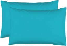 2 Pillowcases 50 x 70 cm – Turquoise Blue – 100% Cotton 57 Thread Count