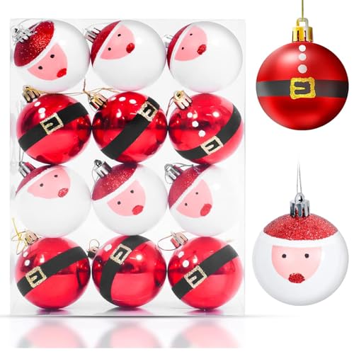 Uten Red Christmas Baubles, Pack of 12, Acrylic, 6cm Diameter, Christmas Tree Decoration