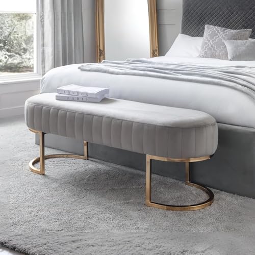 Julian Bowen Harrogate Dining Bench for 2, Velvet, Grey - H42 x W118cm