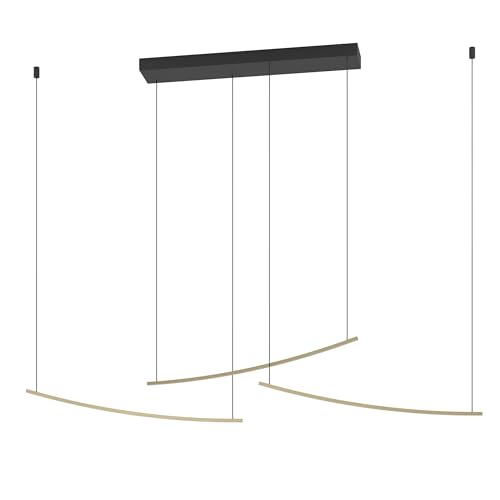 Eglo LED Pendant lamp Vileggi Cable System, dimmable Dining Table Light with Dip Switch, Hanging Ceiling lamp, Metal in Brass, Warm to Cool White, 3600 lumens