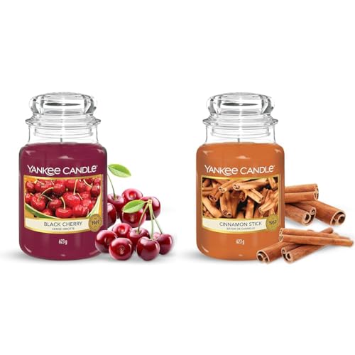 Yankee Candle Scented Candle - Cinnamon Stick Large Jar Candle - Long Burning Candles: up to 150 Hours & Scented Candle - Black Cherry Large Jar Candle - Long Burning Candles: up to 150 Hours