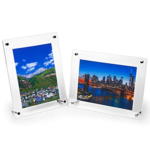 "HESIN 2 Pack of 6 x9 Acrylic Picture Frame Desktop Tabletop Photo Frame Wall Mounted Certificate Sign Holder Artwork Art Print Display Stand Suit for A5 Paper,6"" x8” or 6""x9"" Frame Inside (2 Pack)"