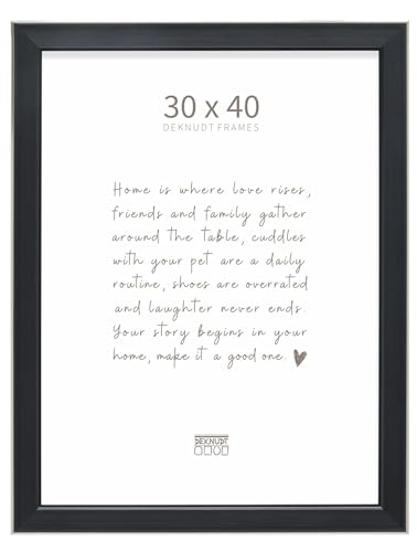 Deknudt Frames - classic photo frame for 30 x 40 cm photo - black with silver bevel - for photos, posters or posters - S244E2 - for hanging