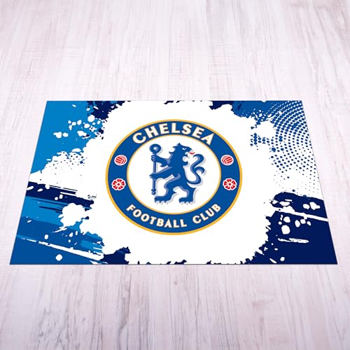 fan decor Chelsea FC Mat - Medium (125cm (w) x 100cm (h) - Full Colour Crest on Graphic Splash