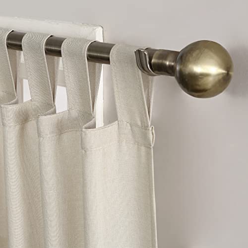 "No. 918 Trevor Heathered Texture Semi-Sheer Tab Top Curtain Panel Pair, 40"" x 95"", Ecru"