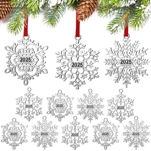 Christmas Ornament Metal Snowflake Ornament for Christmas Tree Snowflakes Christmas Hanging Decorations for Winter Christmas Tree Xmas Party Favors Supplies (2023 Style,12 Pcs)