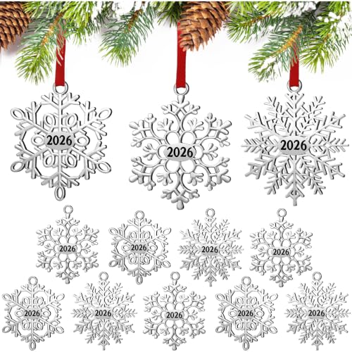 Christmas Ornament Metal Snowflake Ornament for Christmas Tree Snowflakes Christmas Hanging Decorations for Winter Christmas Tree Xmas Party Favors Supplies (2023 Style,12 Pcs)